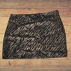Express Metallic Zebra Print Black & Gold Mini Skirt Size 2